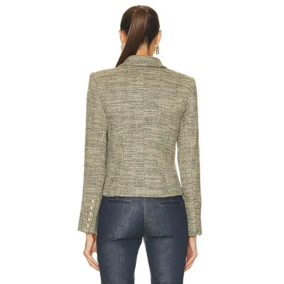 L'Agence Women's Green Olive Brooke Double-breasted Crop Blazer Size 2